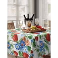 thumbnail image 6 of Strawberry Table Cloth, Summer Botanical Blue Spring Floral Waterproof Tablecloth for Rectangle Tables, Reusable Washable Fabric Table Cover for Restaurant Kitchen Dining Tables 60"x102", 6 of 6
