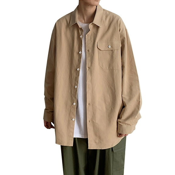 adviicd Mens Shirts Men's Long Sleeve Hiking Shirts Lightweight Quick Dry Sun Protection UV Fishing Travel Shirt Outdoor Safari Outdoor Khaki L