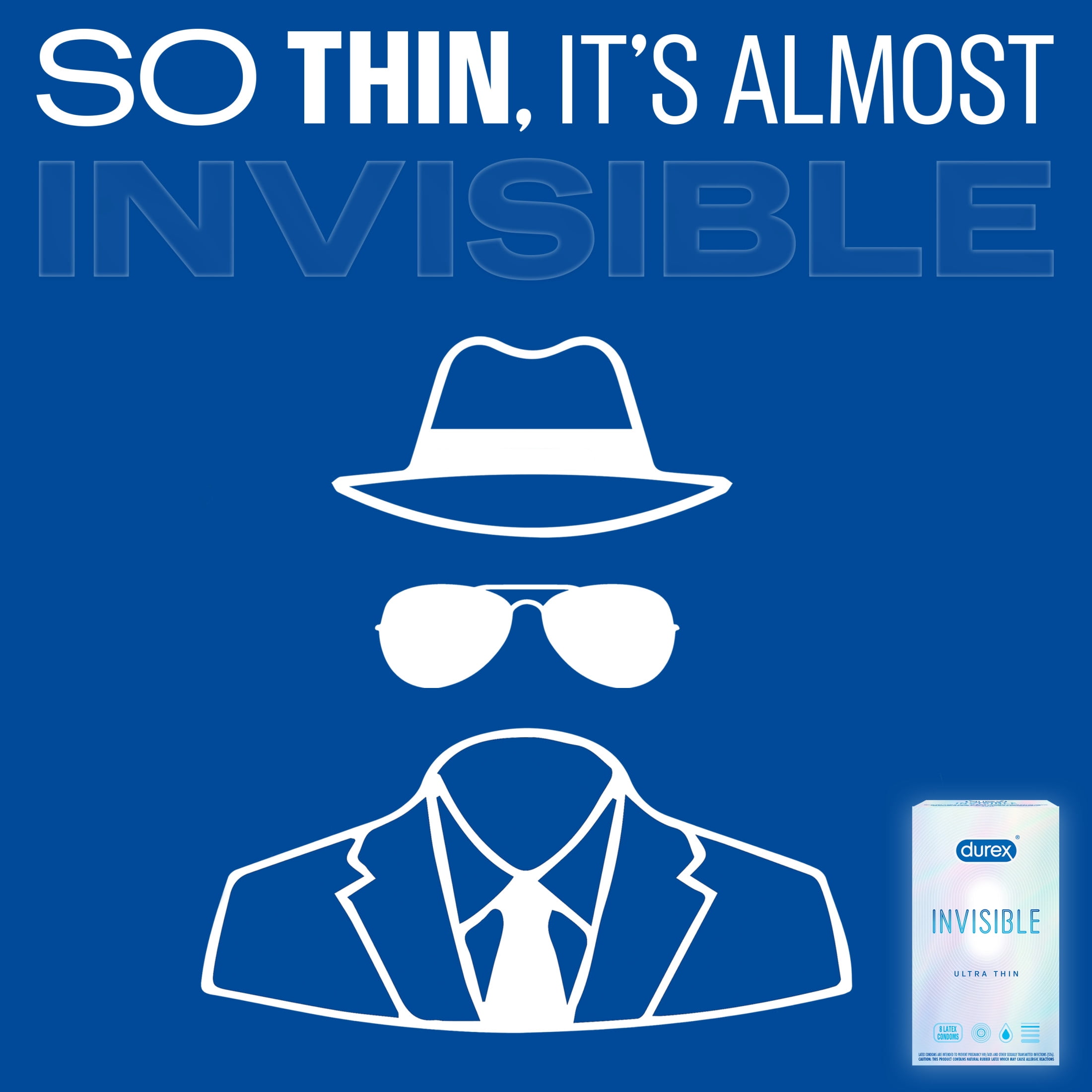 Durex Invisible Condoms, Ultra Thin, Ultra Sensitive Natural Rubber Latex Condoms for Men, FSA & HSA Eligible, 16 Count