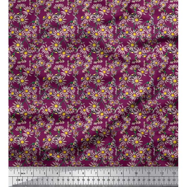 Soimoi Polyester Crepe Fabric Aster Floral Print Fabric by The Yard 42 Inch Wide