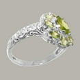 thumbnail image 3 of LBG British Made Solid 9k White Gold Natural Peridot Womens Anniversary Ring - 33 size options - Size 12, 3 of 8