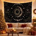 thumbnail image 3 of Celestial Sun and Moon with Stars on Black Background Mystical Boho for Space Enthusiasts Celestial Wall Art Housewarming Gift Tapestry Wall Hanging for Bedroom and Living Room, 3 of 7
