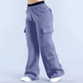 thumbnail image 4 of Pantalones Deportivos de Mujer, Estilo Cargo, de Pierna , Holgados, Ideales para Otoño, para el Trabajo y para Viajar. Azul S, 4 of 9