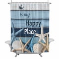 thumbnail image 2 of Shell Starfish Shower Curtain for Bathroom Decor, The Beach Is My Happy Place Waterproof Fabric Shower Curtain, 72"x78" Set with 12 Hooks, 2 of 9
