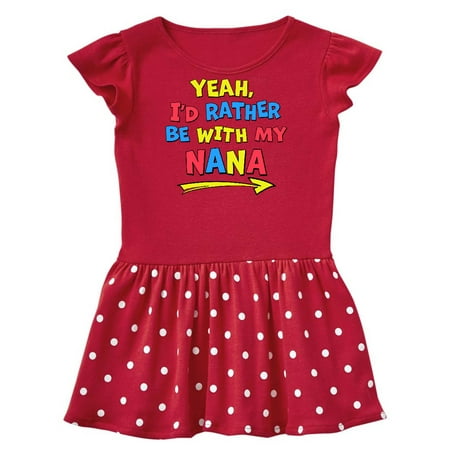 

Inktastic Yeah I d Rather be with My Nana in Red Yellow and Blue Gift Baby Girl Dress