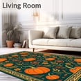 thumbnail image 2 of ODIKA 6'x9' Machine Washable Non-Slip Area Rug, Pumpkin Patch Scrollwork with Festive Petals and Leafy Accents High Traffic Rug, Orange, 603719, 2 of 7