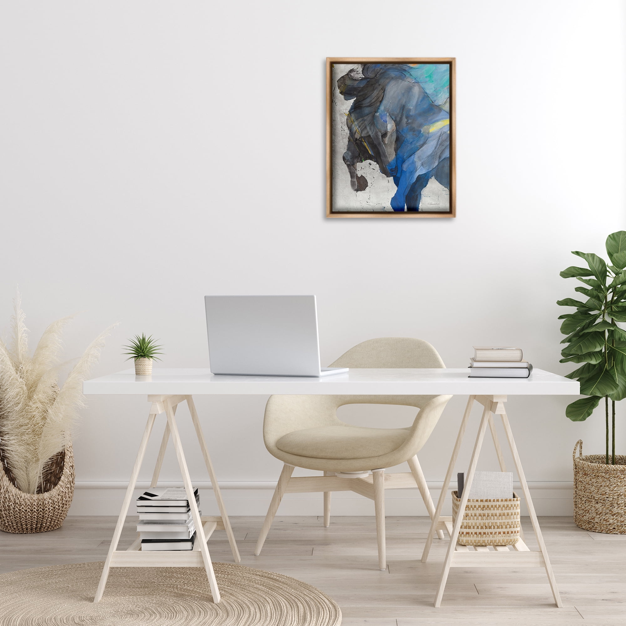 Stupell Industries Majestic Valor Stallion Animals & Insects Painting Brown Floater Framed Canvas Art Print Wall Art, 17 x 21