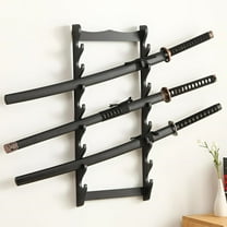 IAJXWI 8-Tier Sword Stands Wall Mounted, Samurai Sword Holder for Katana Wakizashi Fishing Rods, Black