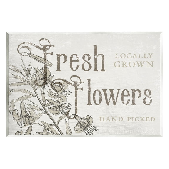 Stupell Industries Antique Fresh Flowers Botanical Signage Graphic Art Unframed Art Print Wall Art, Design by Daphne Polselli