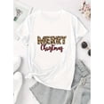 thumbnail image 4 of Motif Léopard de Noël Créatif T-Shirt de Sport Décontracté Simple à Manches Courtes Col Rond Tendance pour Femmes, Haut d'Été Confortable pour les Vacances, 4 of 8