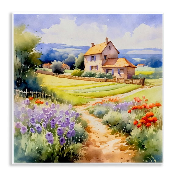 Stupell Industries Summer Lavender Farm Landscape & Nature Painting Unframed Art Print Wall Art, 12 x 12
