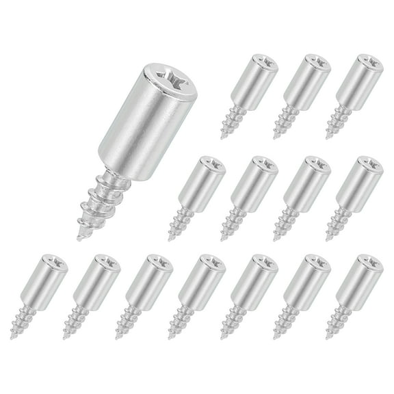 Uxcell 15Pcs Shelf Support Pegs, 7mm Shelf Pins with Anti-Slip Silicone Sleeve, Metal Self Tapping Screw Shelf Holder Pin for Kitchen Bookcase (Silver)