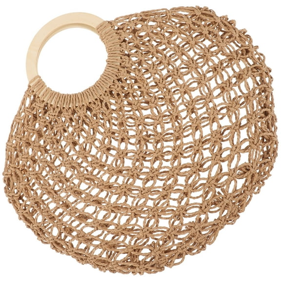 PIXNOR  Mesh Woven Bag Straw Beach Bags for Women Summer Tote Handbag Miss