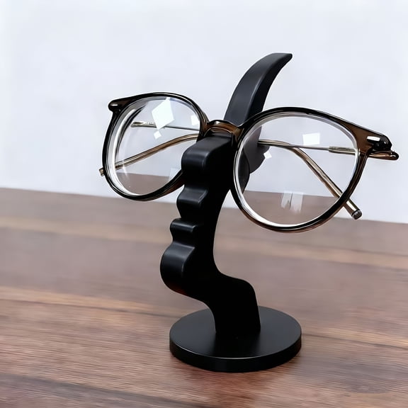Sturdy Eyeglass Holder - Curved Eyewear Organizer Stand with Anti-Slip Base black