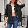thumbnail image 6 of MaFYtyTPR Women's Denim Jackets Fashion Casual Long Sleeved Button Pocket TurndownCollar Coat with Pocket Slim Comfy Cardigan Jean A-Black S, 6 of 6