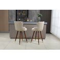 thumbnail image 3 of Luccalily Velvet Bar Stools Set of 2,the seat with a 360 degrees rotate Bar Stools with Back and Footrest,Modern Design and wooden Base for Kitchen,Bistro Pub, Dining Room Counter, 3 of 15