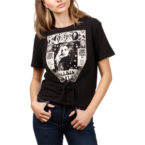 Lucky Brand - Camiseta con gráfico de Janis Joplin para mujer, color negro, grande Lucky Brand Camiseta gráfica