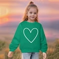 thumbnail image 4 of Graphic Crewneck Sweatshirt Girls 2-9 Years Old Heart Print Long Sleeve Cute Tops Kid's Fashion Clothes, Green, 7 Years, 4 of 5