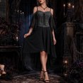 thumbnail image 2 of YuXingFu Gothic Dresses for Women Halloween Mesh Lace Patchwork Suspender Off Shoulder Court Style Dress Gray S, 2 of 7