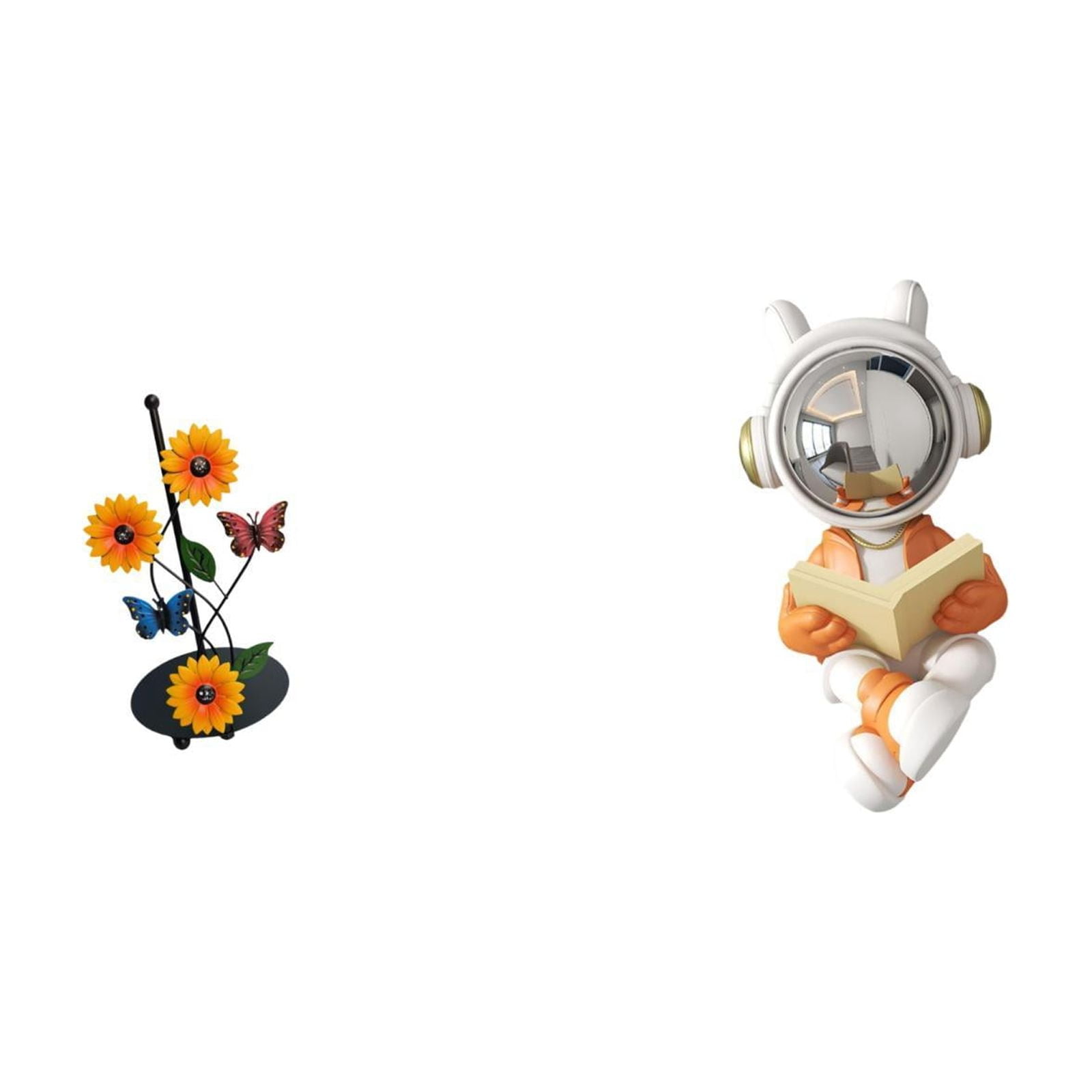 Fiocias Astronaut Paper Towel Holder Dispenser Decorative Statue Tissue Holder Rack Non Slip Vertical Sculpture Ornament for Home Fireplace Table Centerpiece