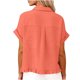 thumbnail image 5 of Craaazy Women's Oversized Short Sleeve Tunic Tops, Lightweight Casual Shirt, Collared Pocket Blouse with Ruffle Hem for Everyday Outfits Gifts, 5 of 9
