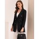 thumbnail image 2 of Chaqueta Clásica de Tabajo de Manga Larga con Botones y Solapa para Mujer Blacer Elegante Negro L, 2 of 5