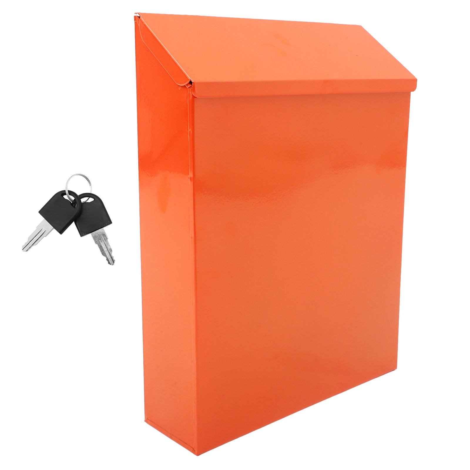 LOLIPPYY Vintage Orange Metal Mailbox - Wall Mount Iron Hanging Lock Weather-Resistant