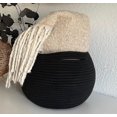 thumbnail image 7 of Storage Basket, Kvago Cute Round Woven Baskets with Handles, Small Cotton Rope Basket Decorative Organizer for Living Room, Nursery (Black, 9.84" x 9.06" x 8.27" ), 7 of 7