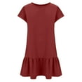 thumbnail image 6 of Womens Summer T Shirt Dress Casual Cap Sleeve Crewneck Loose Shift Mini Dresses Burgundy, 6 of 6