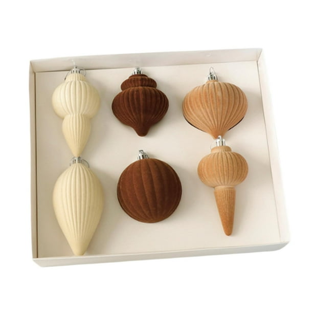Juego de 6 adornos navideños para de Navidad, bolas de flocado, bombillas navideñas, elegantes colgantes para fiestas y vacaciones.