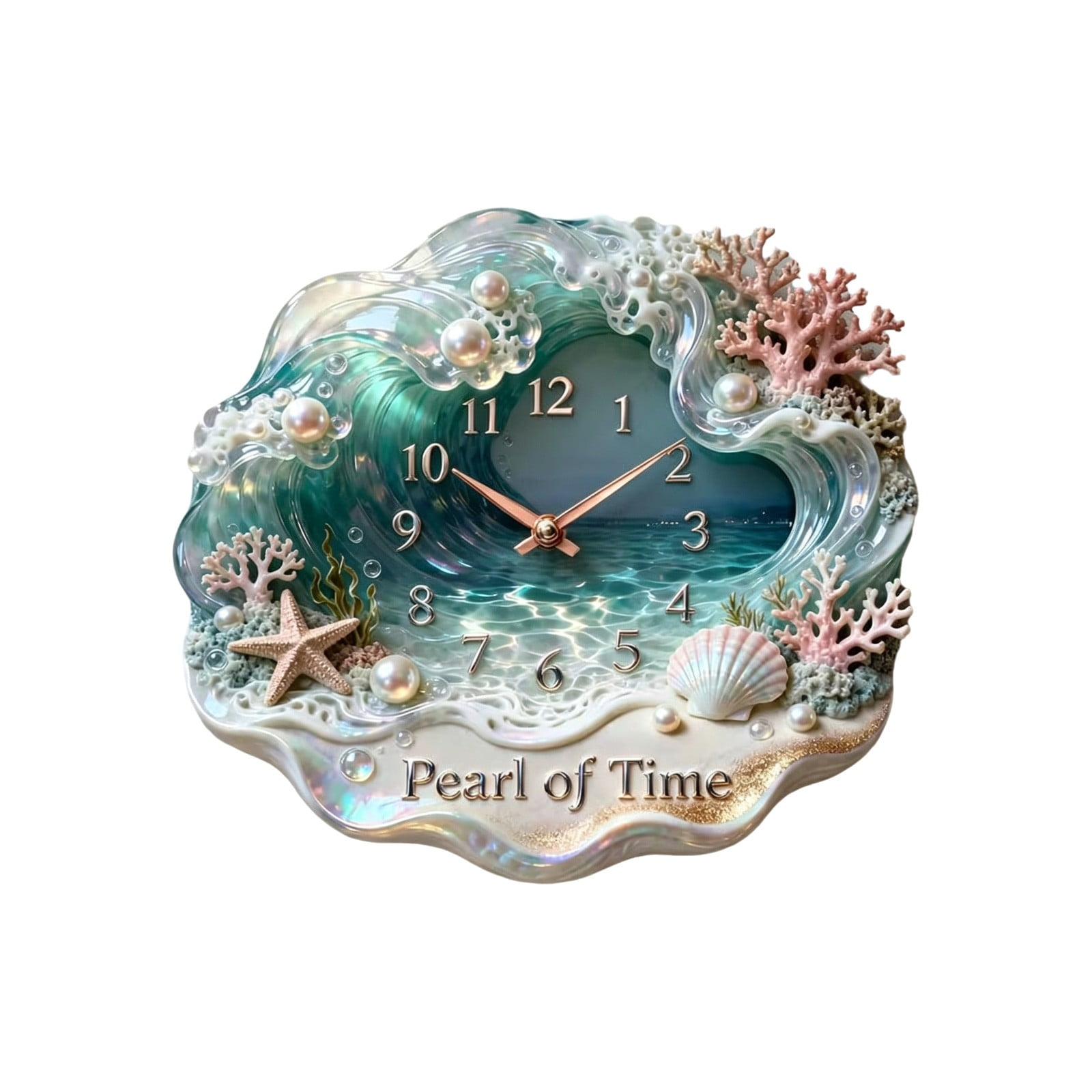 Seashell Elegant Clock Coastal Home Wall Pattern Silent Quartz Movement Living Room Bedroom for Sofa Couch