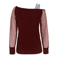 thumbnail image 3 of T Shirts for Women Sequin Tops Long Sleeve Red Sparkly Shirt Shiny Top Womens Fancy Tops Holiday Shirts for Women, 3 of 4