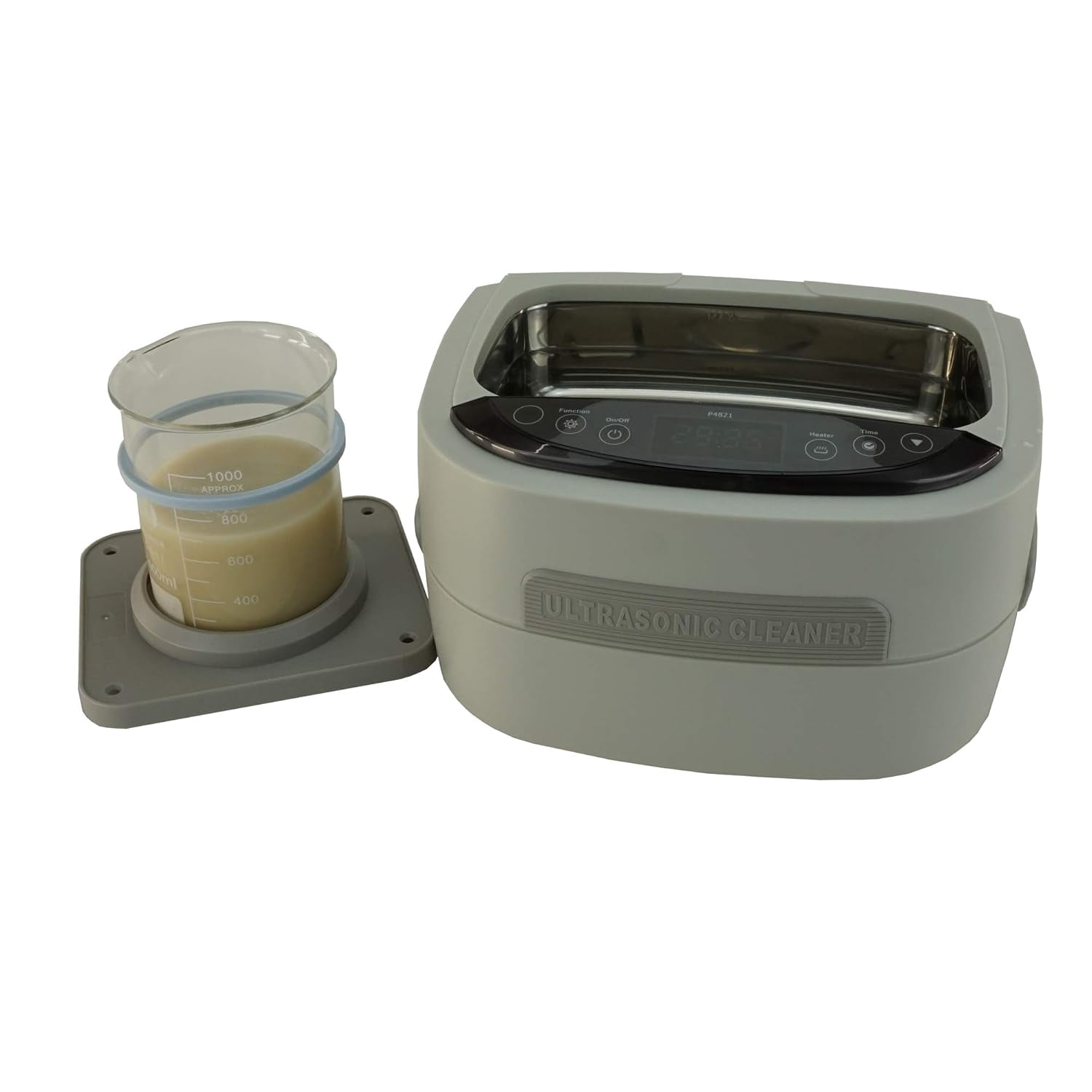 iSonic Ultrasonic Cleaner P4821, 2.5 L Capacity, 60 W Stack Transducer, Beige, Includes 1000 ml Beaker Holder Set