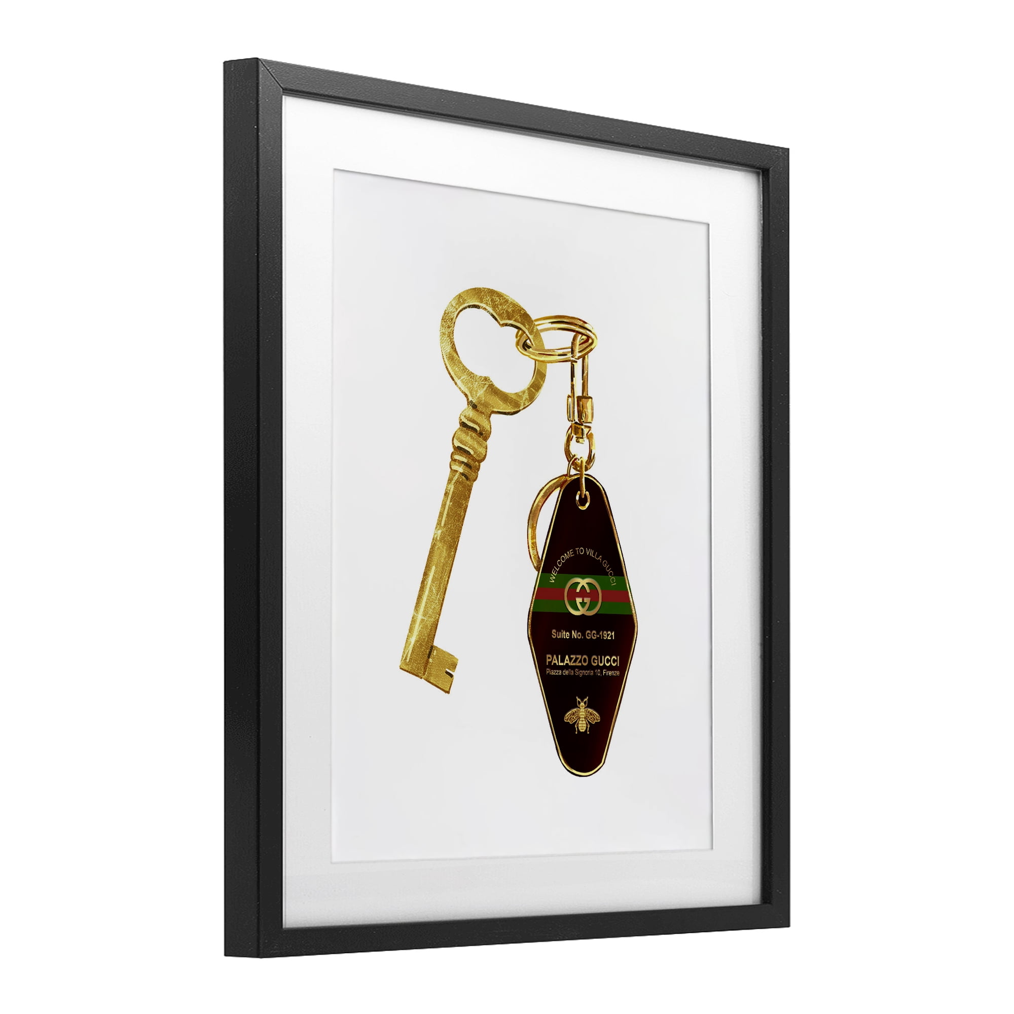 Luxury Hotel Key Black Framed Print Under Glass, design by Ziwei Li