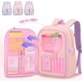 thumbnail image 3 of 2PCS Cute Bunny Backpack,Kawaii Backpack Set with Pen Bag, Aesthetic Student Book Bags with Beaded Quicksand & Rabbit Doll(Purple,15.7in), 3 of 8