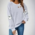thumbnail image 2 of yoeyez Halloween Sweatshirt Women Ghost Pumpkin Long Sleeve Shirt Crewneck Casual Fall Spooky Pullover Tops Gray,S, 2 of 5