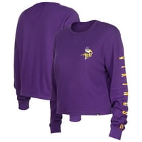 Women's New Era  Purple Minnesota Vikings Sport Night Thermal Long Sleeve Cropped-T-Shirt