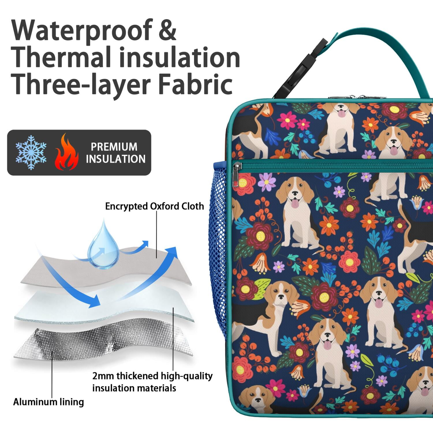 Adorable Cartoon Puppy Insulated Lunch Bag, Artistic Dog Pattern Bento Tote, Reusable Soft Cooler for Dog Lovers, Office, Gym, Travel