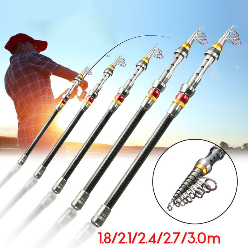 Telescopic Fishing Rod Carbon Fiber Hand Pole Spinning Ultralight Portable Stand 