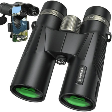SUNOYAR 10x42 ED Binoculars for Adults, HD Professional Binoculars with Extra-Low Dispersion Glass, BAK4 Prism, Waterproof Binoculars with Phone Adapter & Case for Bird Watching, Hiking, Travel