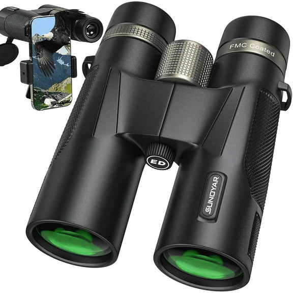 SUNOYAR 10x42 ED Binoculars for Adults, HD Professional Binoculars with Extra-Low Dispersion Glass, BAK4 Prism, Waterproof Binoculars with Phone Adapter & Case for Bird Watching, Hiking, Travel