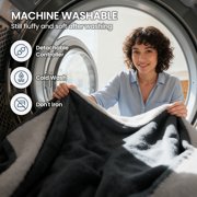 MaxKare 50 x 60 Electric Throw Blanket with 6 Heating Levels & 1-5H Auto-off, Machine Washable Flannel & Sherpa, Gray & White