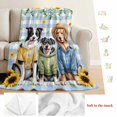 thumbnail image 5 of Spring Dog Blanket Soft Cozy Warm Throw Blanket for Couch, Plush Fuzzy Flannel Fleece Blankets for Sofa, Sunflower Daisy Botanical Blue Plaid Bed Blankets Lightweight Gifts for Women, 50"x60", 5 of 9