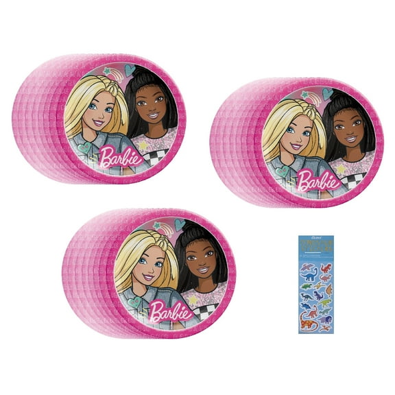 Barbie Party Supplies Bundle includes Lunch Paper Plates - 24 Count