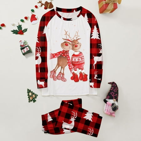 

ERTUTUYI Christmas Family Matching Clothing Holiday Plaid Parent Child Wear Mom Style White M