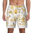 thumbnail image 3 of Uemuo Farm Bee Cute Honey Pattern Mens Swim Trunks Quick Dry Board Shorts with Mesh Lining, Stretch Beach Shorts Quick Dry No-Chafing Board Shorts-3X-Large, 3 of 9