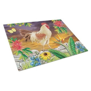 Natural Accents Rooster Tempered Glass Cutting Board