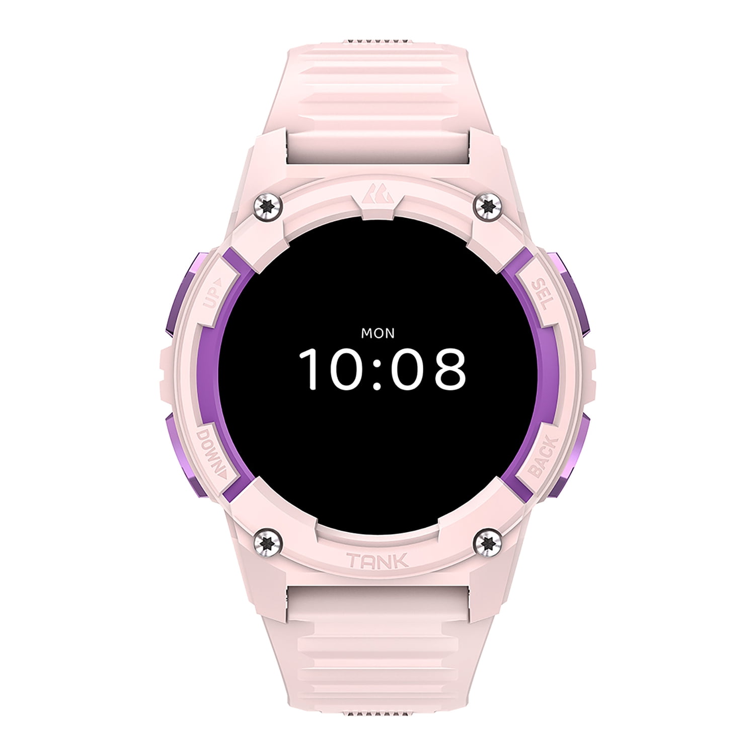 KOSPET TANK S2 1.32-In. AMOLED GPS Smartwatch with Silicone Band (Violet Pink), P-S001-P