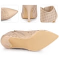 thumbnail image 3 of Unique Bargains Women's Perforated Pointed Toe Zipper Stiletto Heeled Ankle Boots Nude 8, 3 of 6