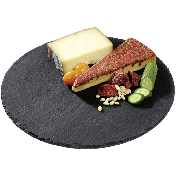 Cilio C296556 Slate Round Serving and Cheese Board, 11" diameter, Black